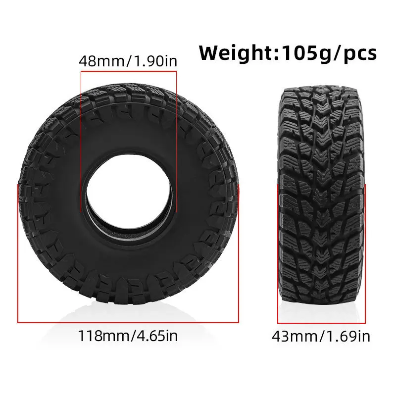 مركبة تسلق بمقياس 1/10 مع إطارات محاكاة مقاس 1.9 بوصة، SCX10، FMS، TRX - 4 إطارات Defender.