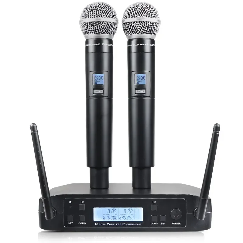 Glxd4 Cheap Price Uhf Dual Channel Handheld Lavalier Headset Long Range Wireless Microphone For Shur
