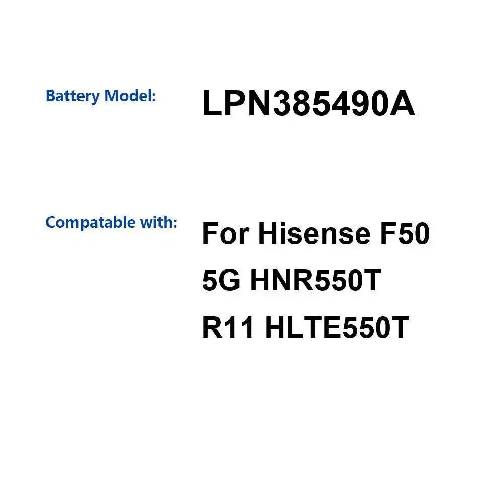 

Для Hisense F50 5G HNR550T R11 HLTE550T LPN385490A 5010 мАч Премиум-сменный аккумулятор для мобильного телефона высокой совместимости