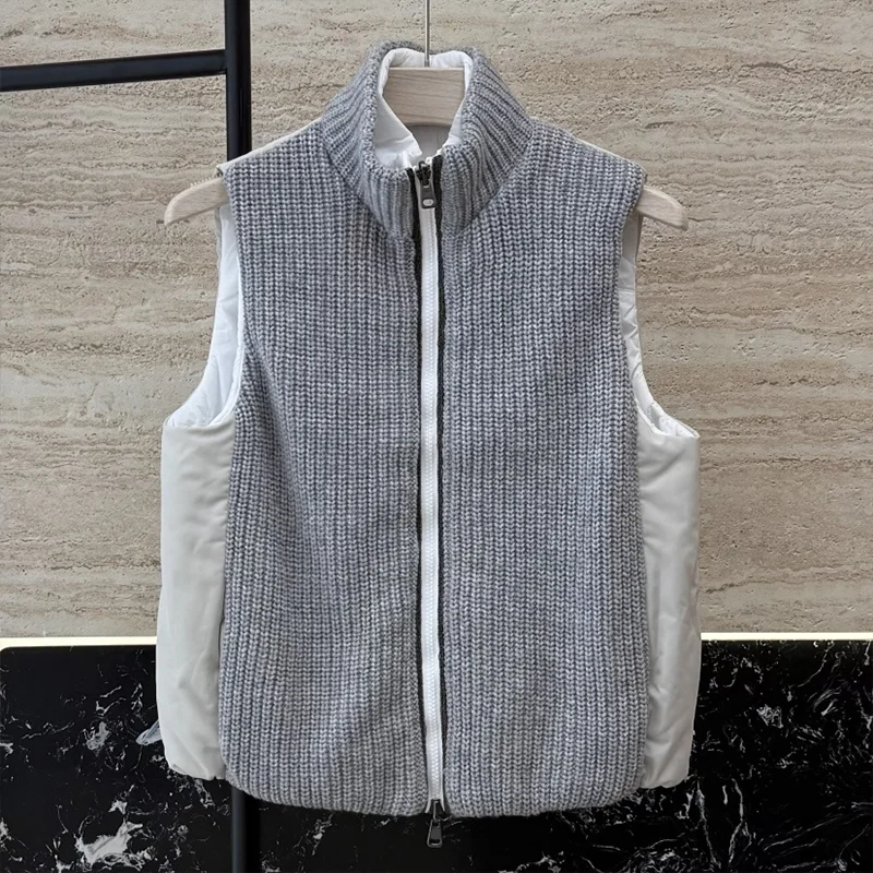 

Высококачественный женский роскошный осенне-зимний двухслойный жилет из кашемира с пуховым пальто с перьями 29317 #