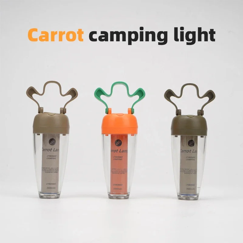

USB Rechargeable Carrot LED Light - Cute Adjustable Outdoor Atmosphere Lamp, Waterproof Long-Lasting for Camping/Tent/Patio