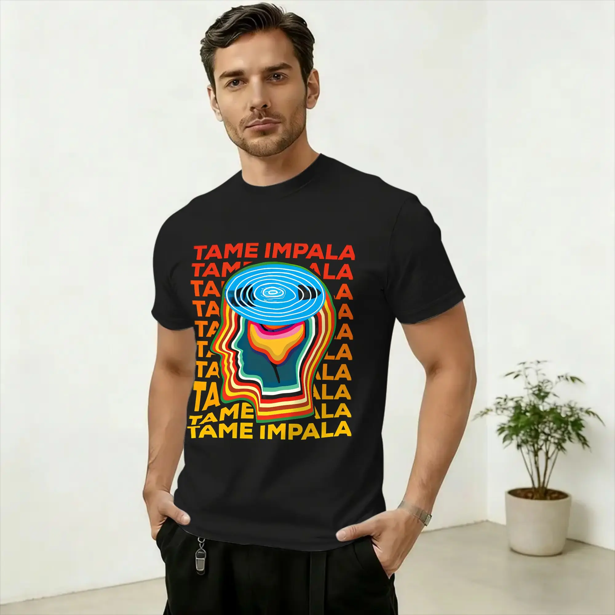 Men Tame Impala Psychedelic Mind T Shirts  Pure Cotton Clothing Funny Short Sleeve O Neck Tees Plus Size T-Shirts