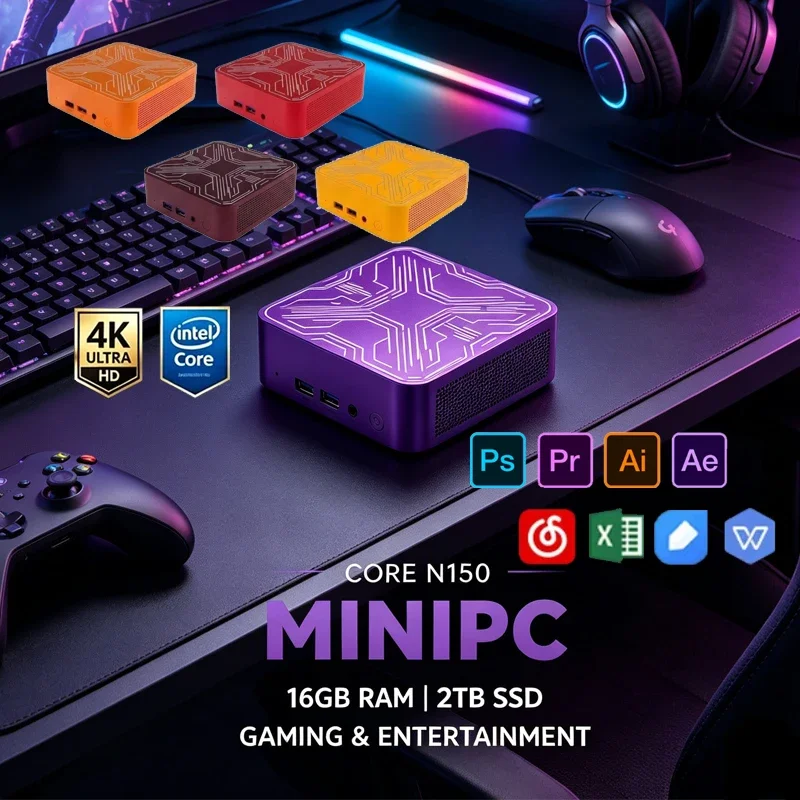 Portable Mini PC Intel Core N150,32GB RAM 2TB SSD,Win11,WiFi6 BT5.2,4K UHD Workstation for Gaming,Streaming & Video Editing