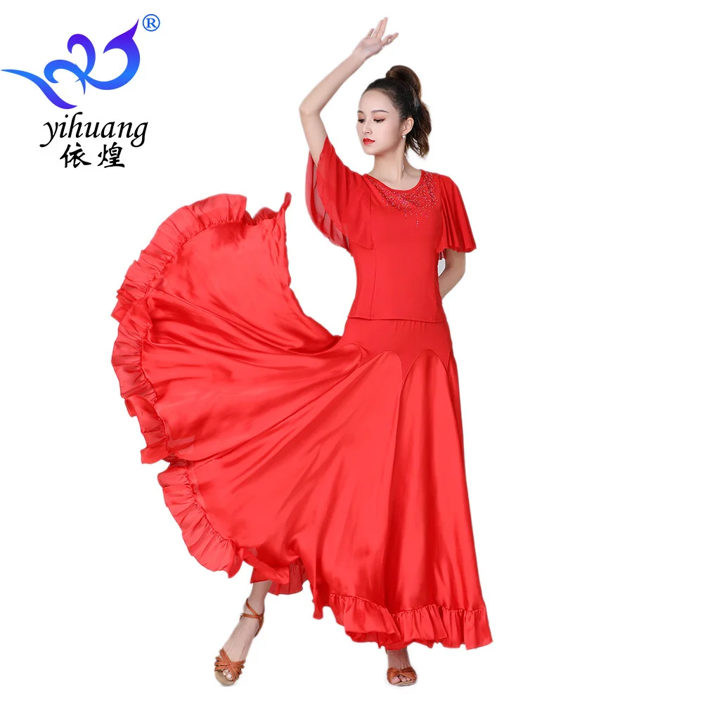 Dames Stijldans Grote Swing Rok Podiumkostuum Stijldanskleding Top En Rokset