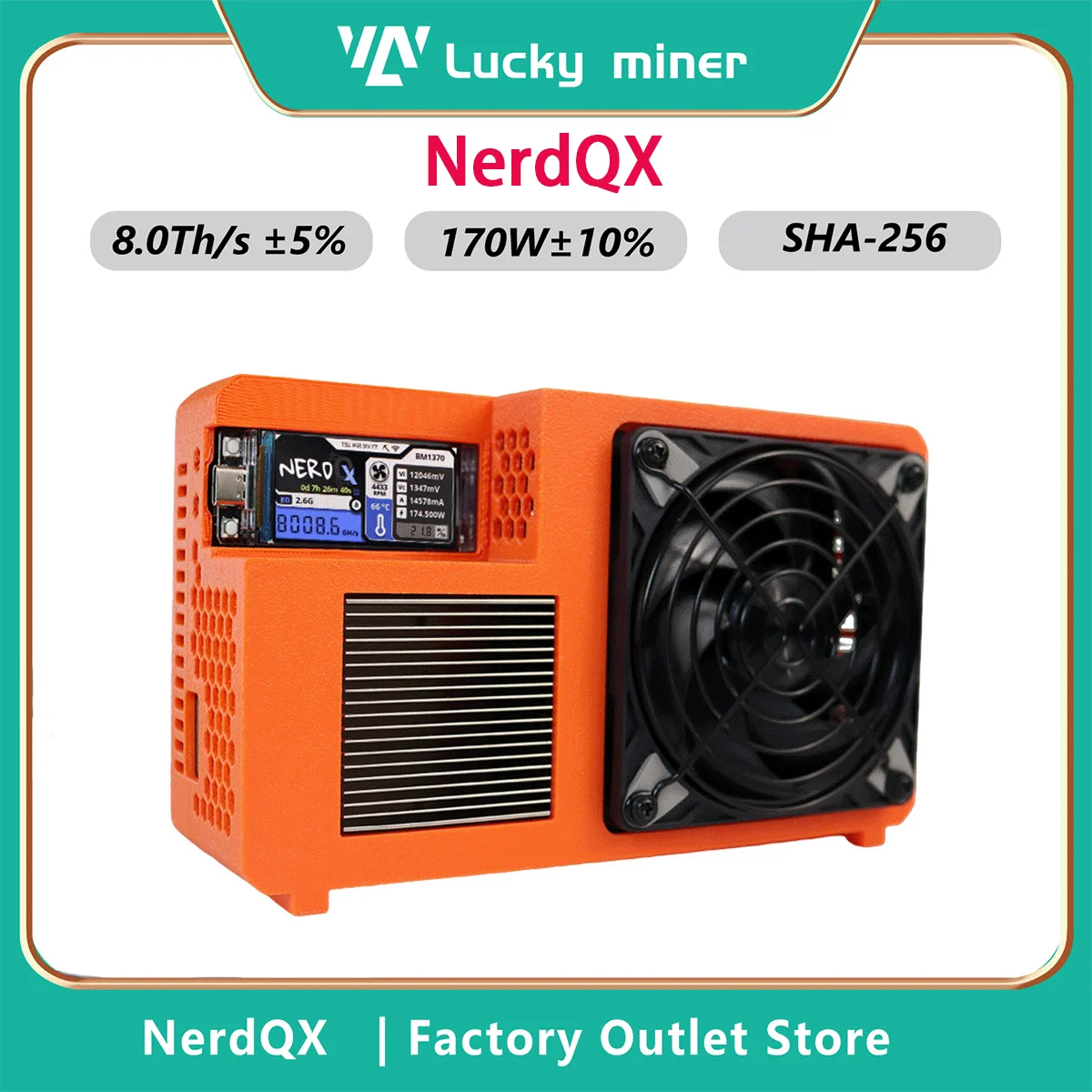 NOVO NerdQX 8TH/s Minerador de Bitcoin Solo ASIC BM1370 BTC Máquina de Mineração de Criptomoedas Blockchain de Código Aberto para Câmbio Virtual
