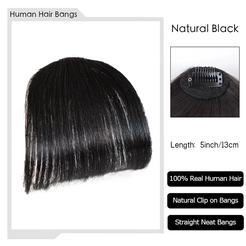 100% cheveux humains mode Invisible Air frange pince à cheveux sur Air frange postiche avant faux cheveux pièces accessoire de coiffure pour les femmes
