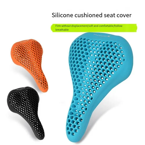 Funda de silicona para sillín de bicicleta, cojín de asiento transpirable de panal, funda para sillín de bicicleta de montaña impermeable hueca, pieza de ciclismo