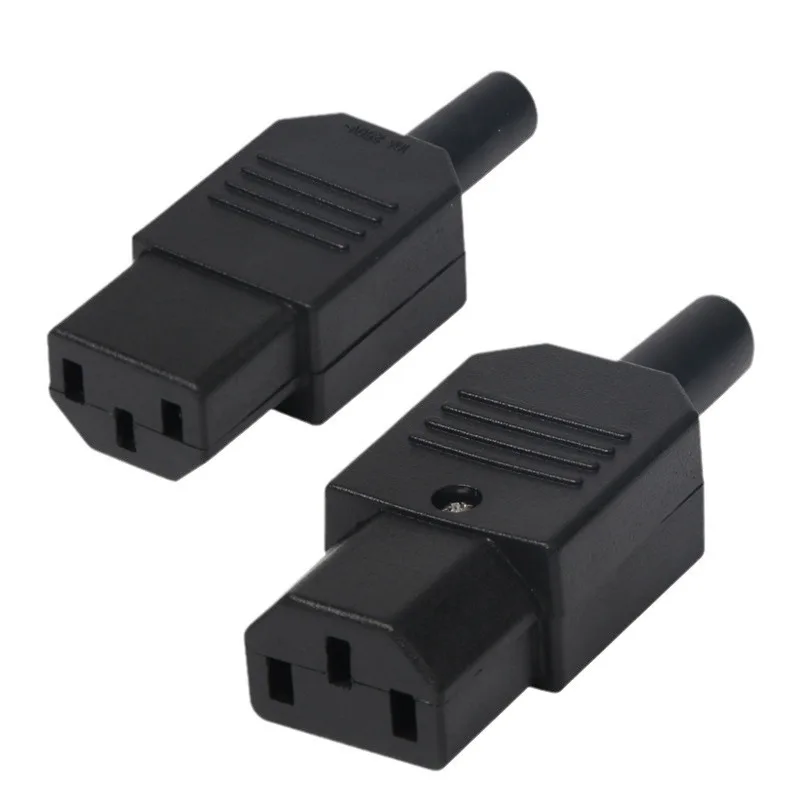 IEC320 10A 250V Rewirable Power Connector Black Male Female Docking Plug Connector Rewireable C13 C14 Plug 3 Pin AC Socket Base