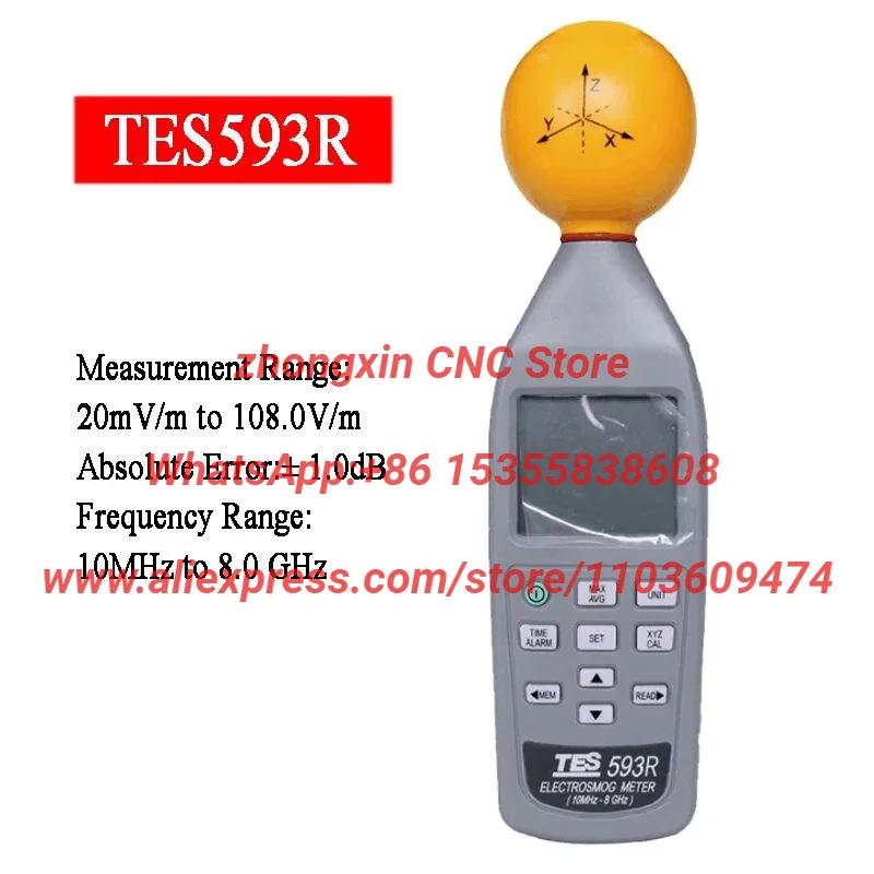 100% New Original  Electromagnetic Radiation Detector TES-593R TES593R EMF Meter Triaxial Data Logger Updated from TES-593