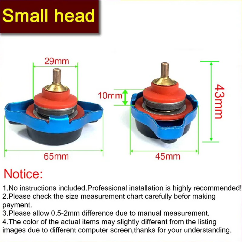 HQ Thermost Radiator Cap Tank Cover with Water Temp Gauge Small And Big Head Options 0.9Bar 1.1Bar 1.3Bar for Car And Motorcycle