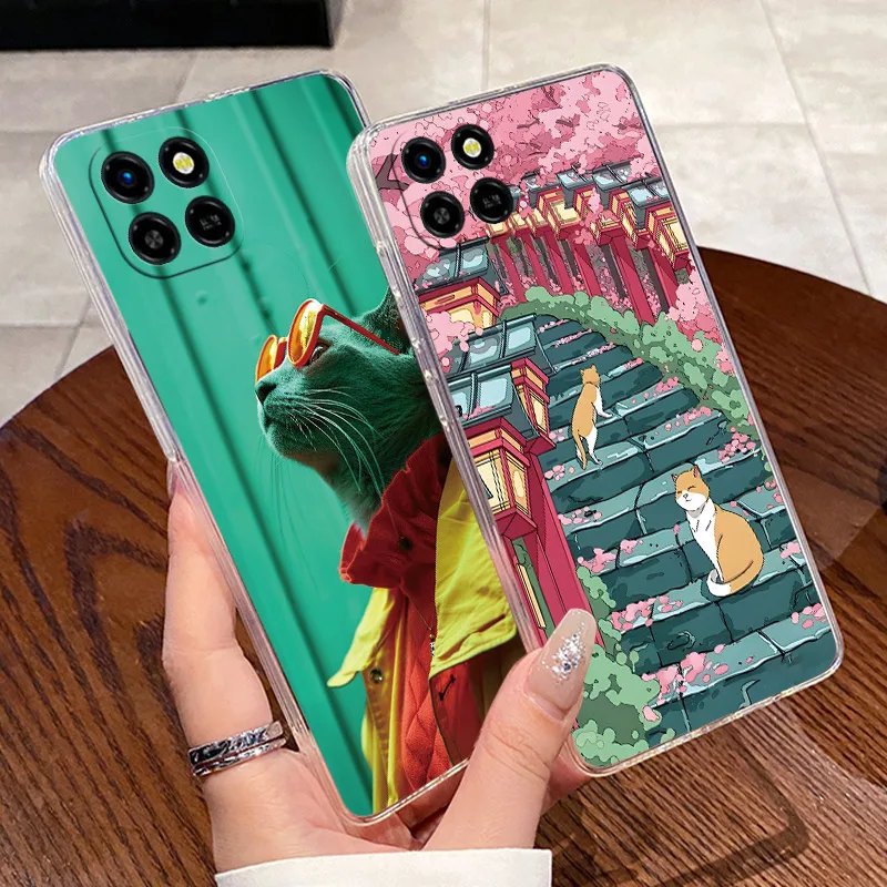 For Infinix Smart 6 HD Cases Smart 6 Plus (India) Fundas Clear Silicone Soft TPU Cover X6512 X6823 Cute Rabbit Cat Phone Case