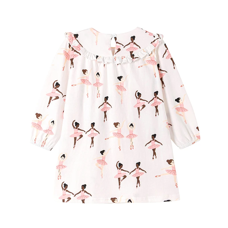 Little maven Spring Autumn New Party Dress Kids Clothes Baby Girls Long Sleeve Cartoon Ballet Dancer Dress Children's Clothing