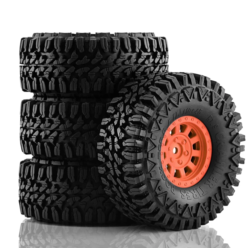 4PCS 110Mm Wheels Tires For 1/10 RC Rock Crawler Axial SCX10 SCX10 II 90046 TRX4 RC4WD D90 RC Car Parts Red