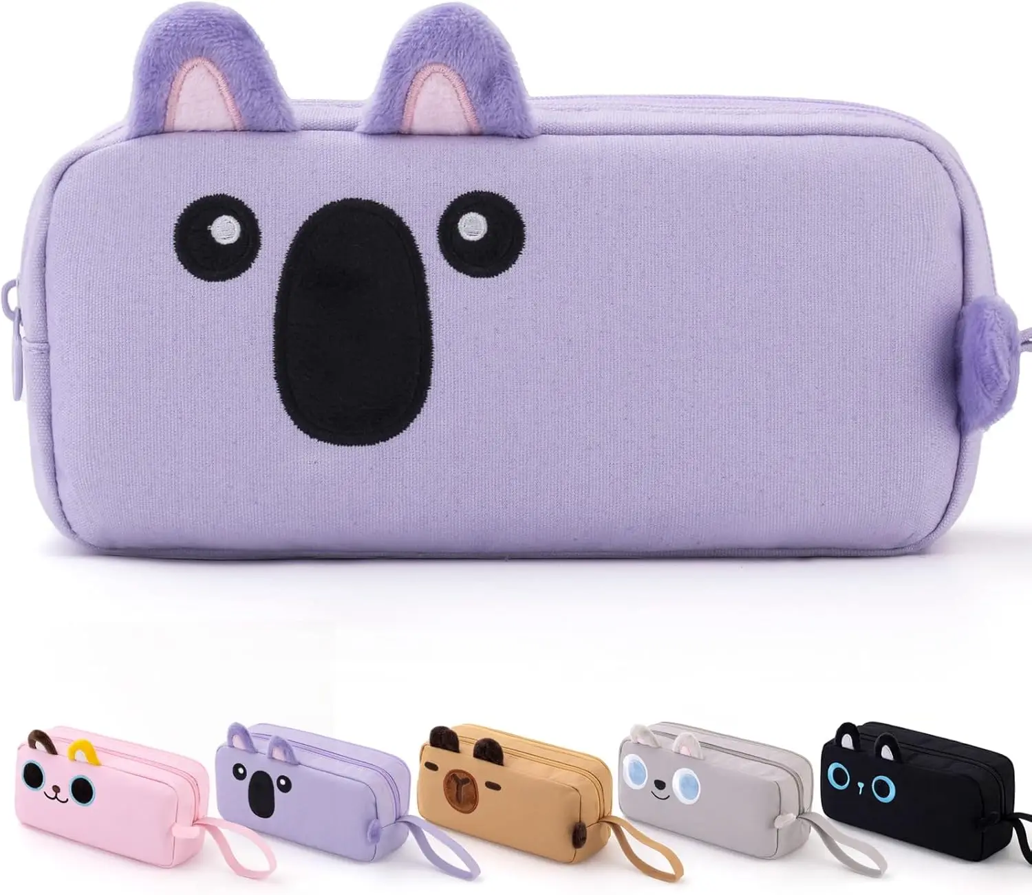 Cute Animal Pen Bag Adorable Animal Pattern Pencil Case Cartoon Pen Bag 3d Embroidered Embroidered Stationery Bag For School