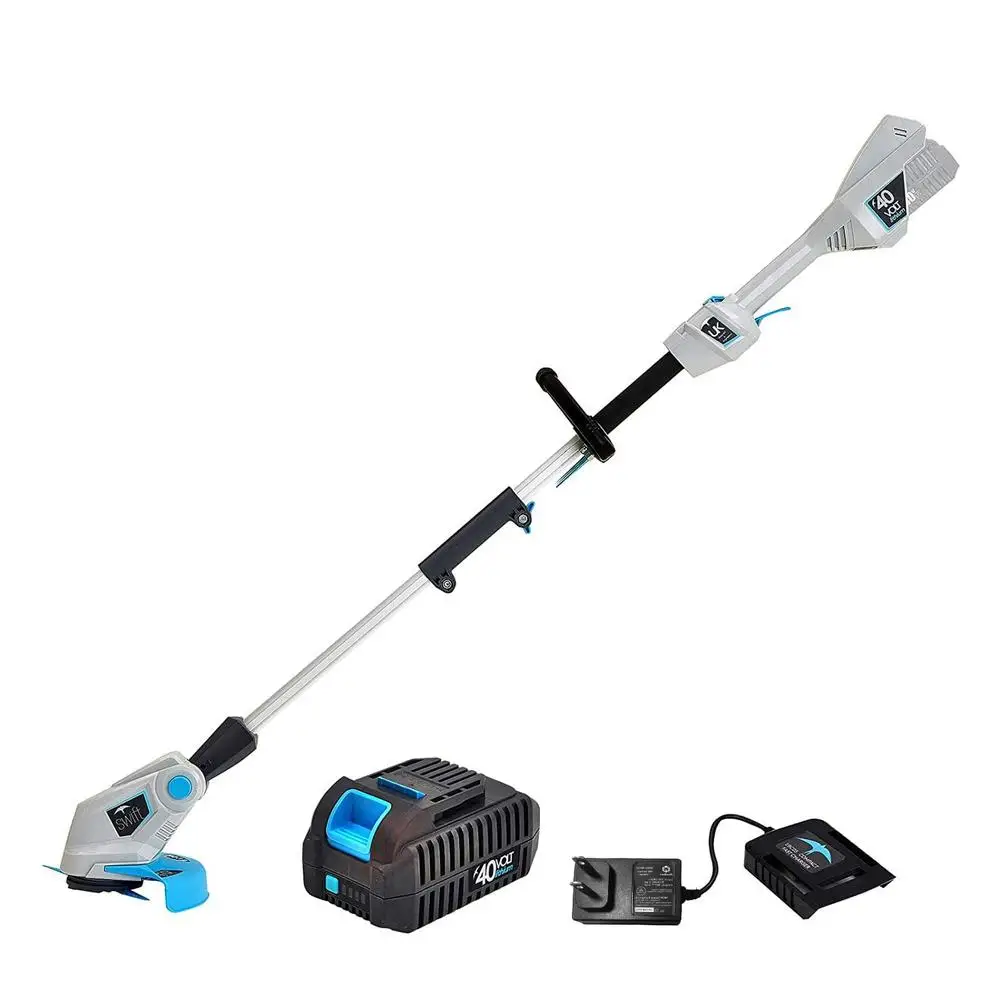 Cordless Lightweight Grass Trimmer Kit & Edger Weed Alu Foldable Shaft Garden 40V Li-Ion Battery 70min Working Time 9000rpm