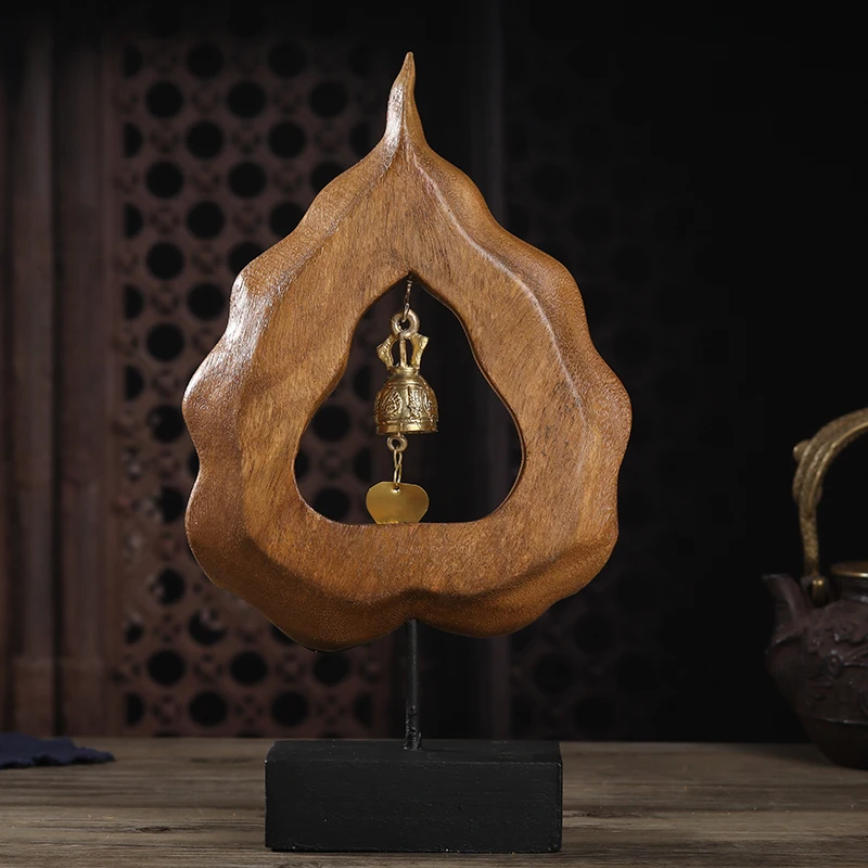 handicrafts wood carving Zen tea room ornament Bodhi bell creative retro entrance living room desktop decoration