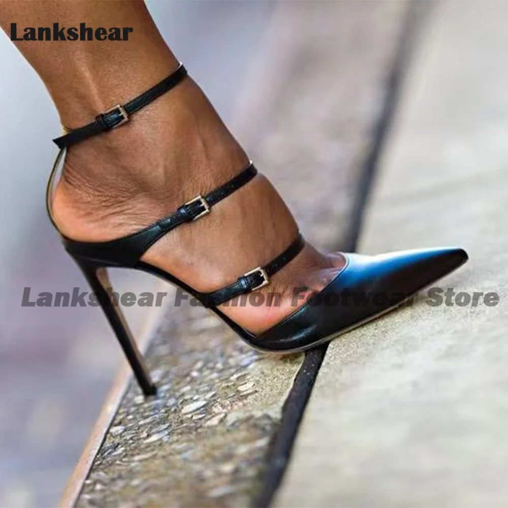 

Black Hollow Sandals Women Leather Stiletto High Heel Concise Stylish Women Shoes 2025 Summer Zapatos Para Mujere