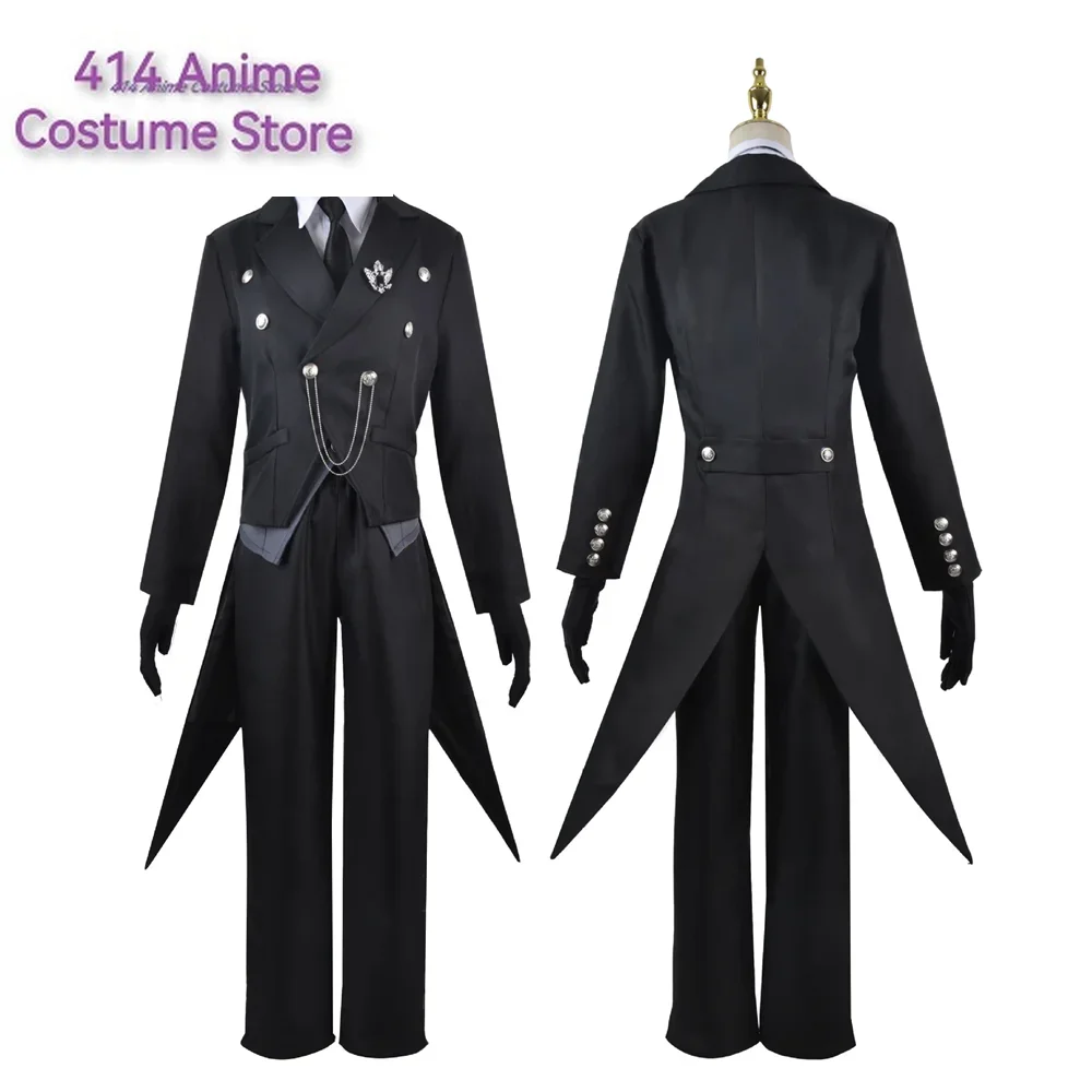 Sebastian Michaelis Cosplay Anime Black Butler Sebastian Michaelis Wig Black Swallowtail Uniform With Gloves Halloween Outfits