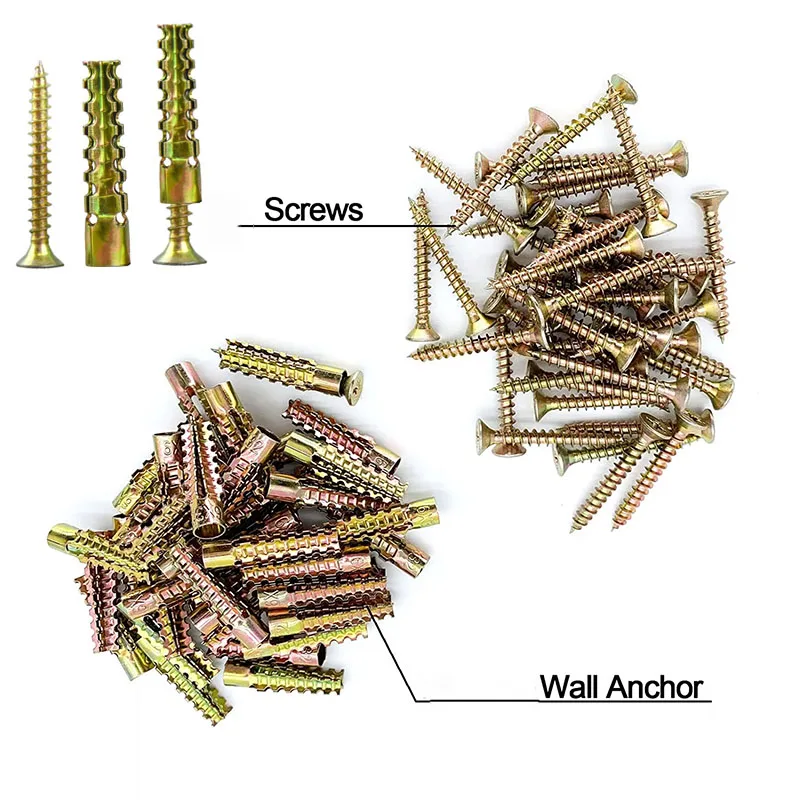 

M5 M6 M8 Tree Shaped Wall Anchor with Screw 5-100Set(10-200Pcs) Metal Expansion Anchor Bolt for Concrete Hollow-Wall Wooden Wall