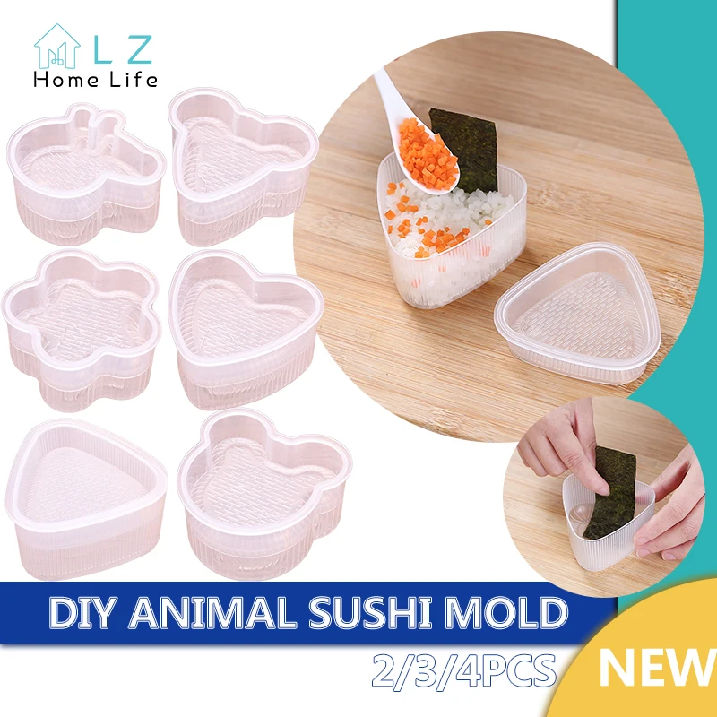 2pcs/set DIY Sushi Mold Onigiri Plastic Triangular Rice Ball Food Press Mould Sushi Maker Tool Kimbap Bento Kitchen Accessories