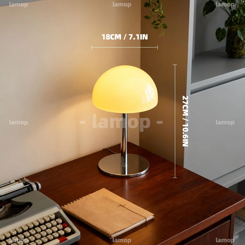 Semi‑Arc Shade Glass Table Lamp,3‑Level Dimmable Gentle Light,Vintage Art Lamp for Study Entryway Desktop