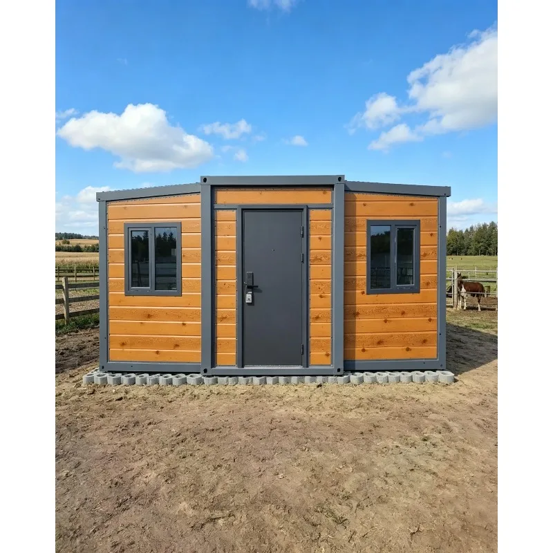 20ft Expandable Container House Foldable Prefab Home 2 Bedroom Mobile Tiny House Steel Frame Portable Cabin for Constructio Site