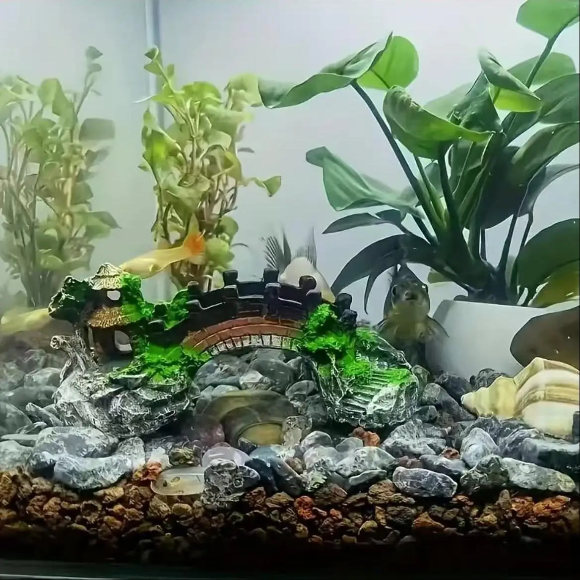 1pc aquarium bridge decoration resin aquarium ornament, realistic bridge and small bridge landscape