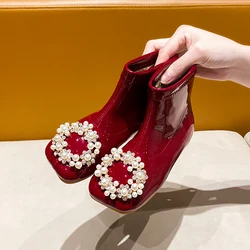 2022 nuova primavera autunno Single Girls Short Boots nuove scarpe per bambini stivali da bambino in cotone per bambini stivali corti da principessa con strass