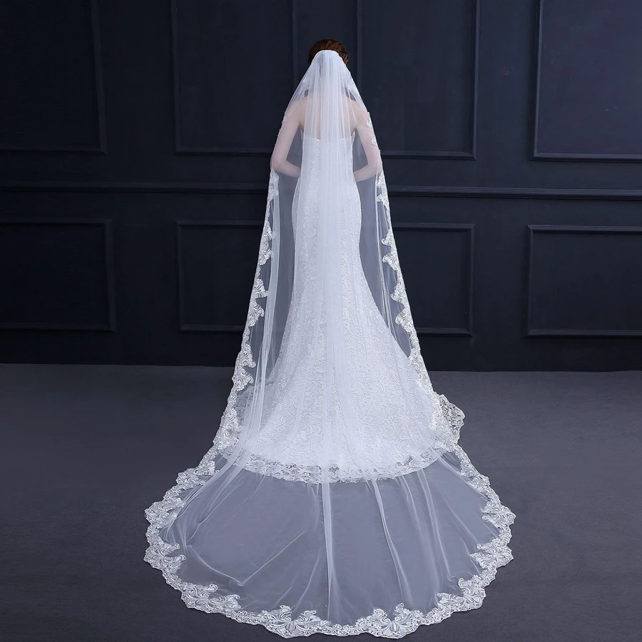 

New Arrival White Ivory One Layer Lace Bridal Veil 3*1.5 Meter Cheap Wedding Veil 2026 Style for Brides Vestidos De Novia