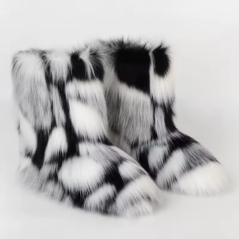 Women's Winter Snow Boots Outdoor Luxury Furry Faux Fox Fur Boots Woman Plush Warm Platform Shoes New Fashion Bottes Big Size 46 - Image 21