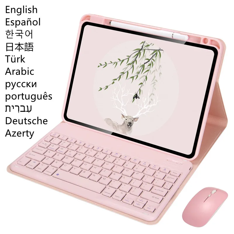 For iPad Air 4 5 Keyboard Mouse Case For Apple iPad Air 2020 4 4th Gen Arabic AZERTY Russian Spanish Korean Keyboard Case Cover