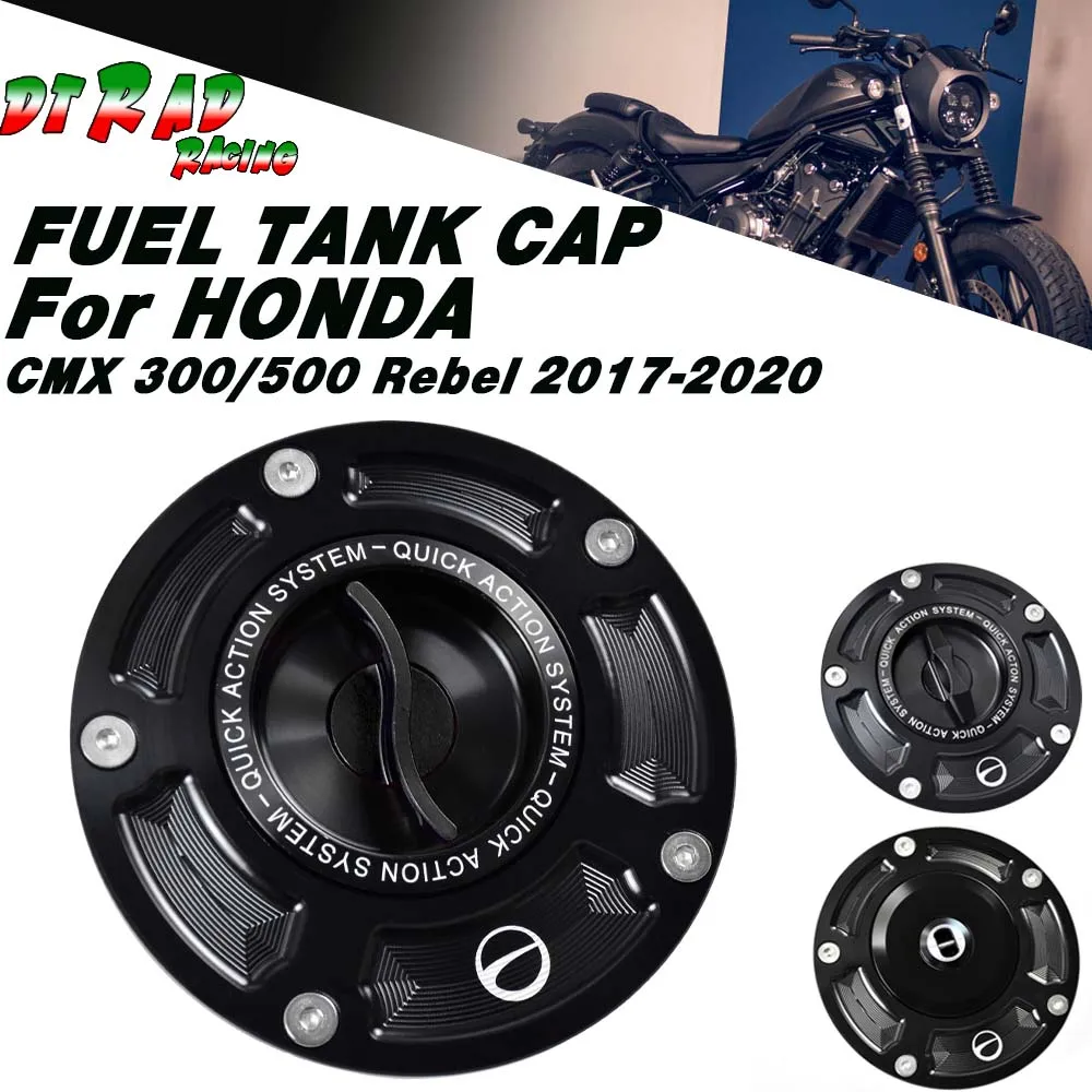 

Motorcycle Quick Action Fuel Filler Cover For HONDA CMX 300/500 Rebel 2017-2020 CNC Aluminum Gasoline Tank Cap Locking Key Plug