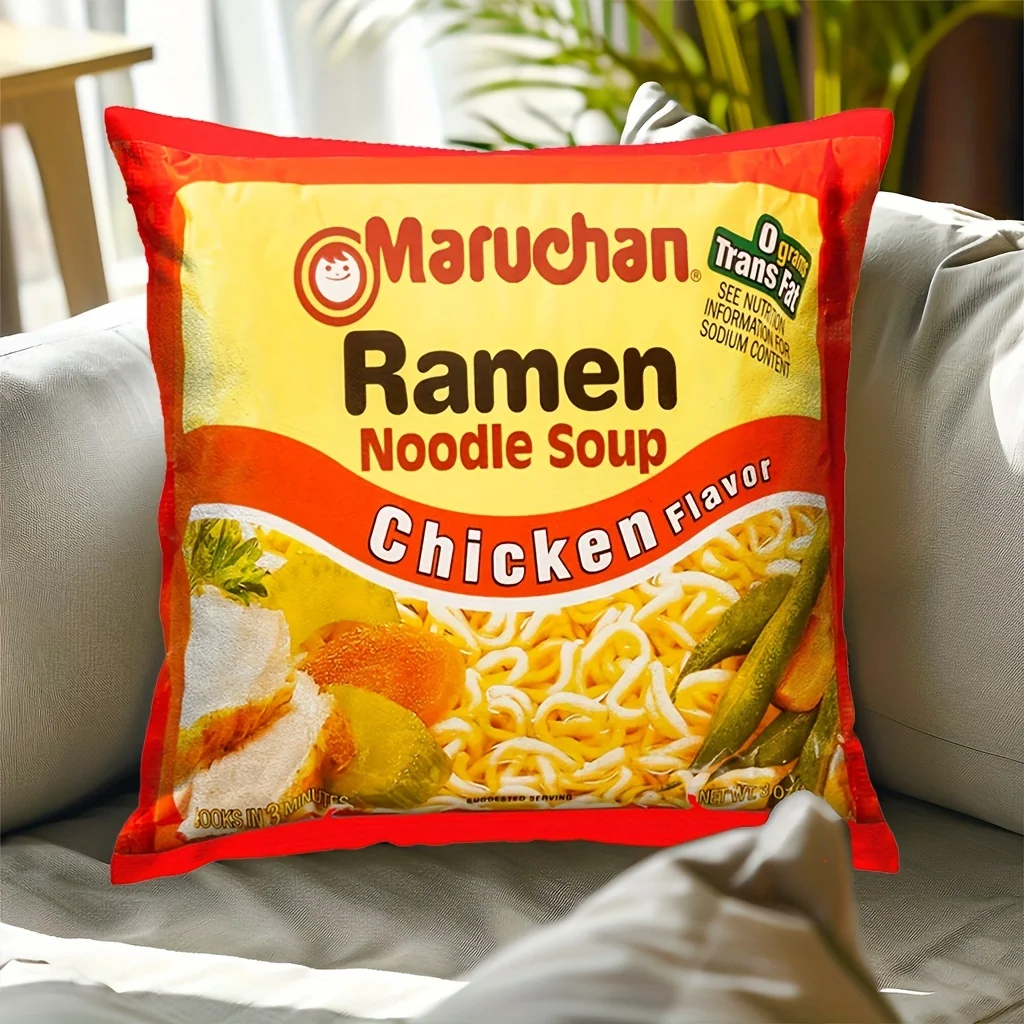 Cojín de Fideos Ramen con Sabor a Pollo, Cojín de Fideos Instantáneos Maruchan, Cojín Decorativo con Forma de Comida para Decoración del Hogar y Regalo