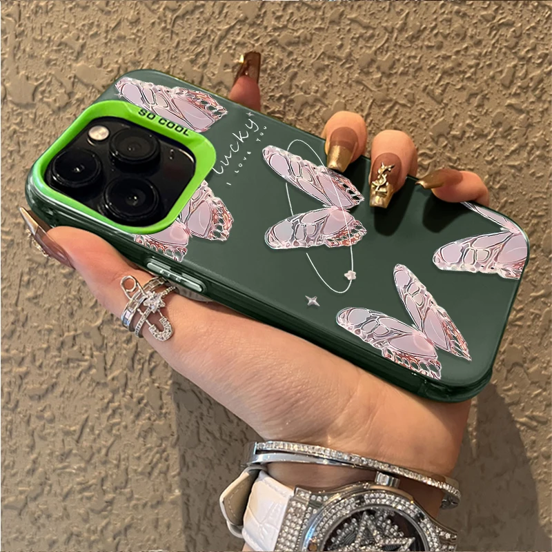 Funda de mariposa degradada de Metal para Xiaomi Redmi Note 13, 12 Pro Plus, 5G, 12S, 11S, 11, 10, 10S, 9, 9S, Redmi 12, 12C, 13C, cubierta a prueba de golpes