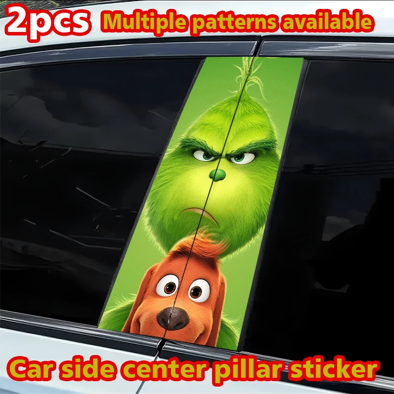 2 pegatinas para el pilar central del coche, pegatinas de protección contra arañazos para el pilar B con diseño de Grinch y Max