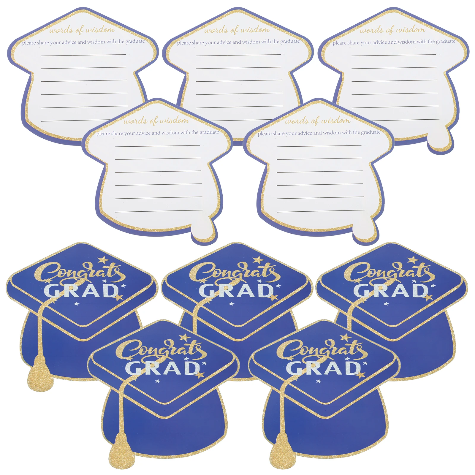 10 بطاقات قبعة التخرج الزرقاء بطاقات المعايدة الزخرفية العملية هدايا الحفلات ملاحظات تهنئة رسائل نعمة دعوات #3