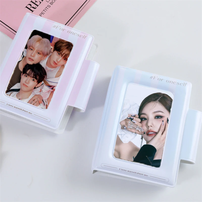 KPOP 32 Uds. Regalo para niña, carpeta de tarjetas fotográficas con hebilla inversa de gato, álbum de tarjetas, bolsa de tarjetas para álbum de tarjetas LOMO de 3 pulgadas, organizador de fotos