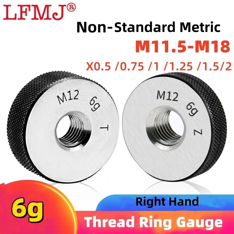 

1SET(1*GO+1*NOGO)6g Non-Standard Metric Fine Tooth Thread Ring Gauge Accuracy Measure Tool M11.5M12M12.5M13M14M15M16M17M18