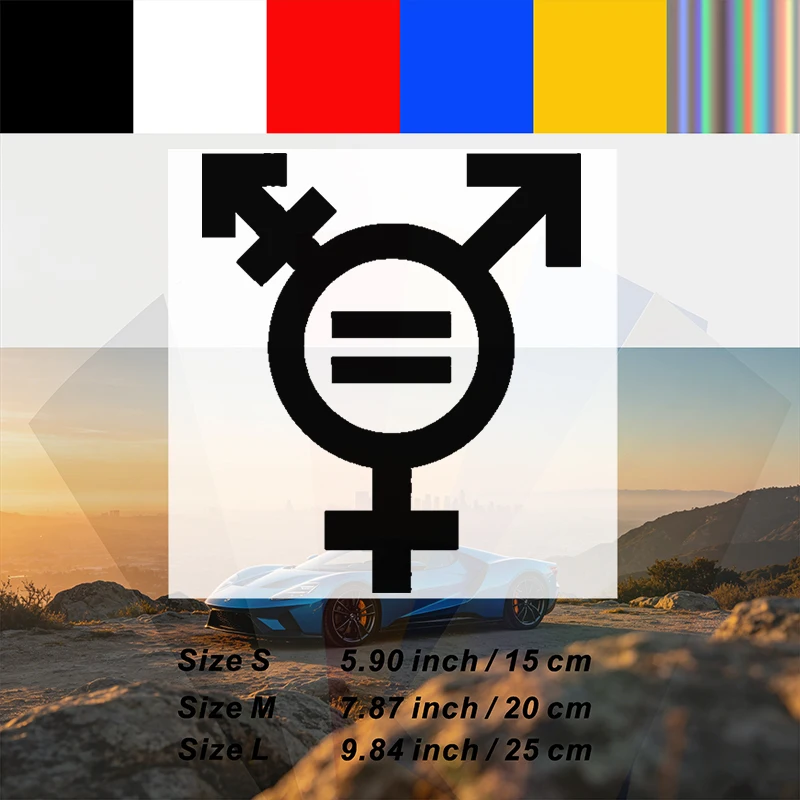 Car Stickers Gender Equality Symbol Vinyl Decal Waterproof Die Cut Scratch Resistant No Residue for Motorcycle Helmet Auto Decor