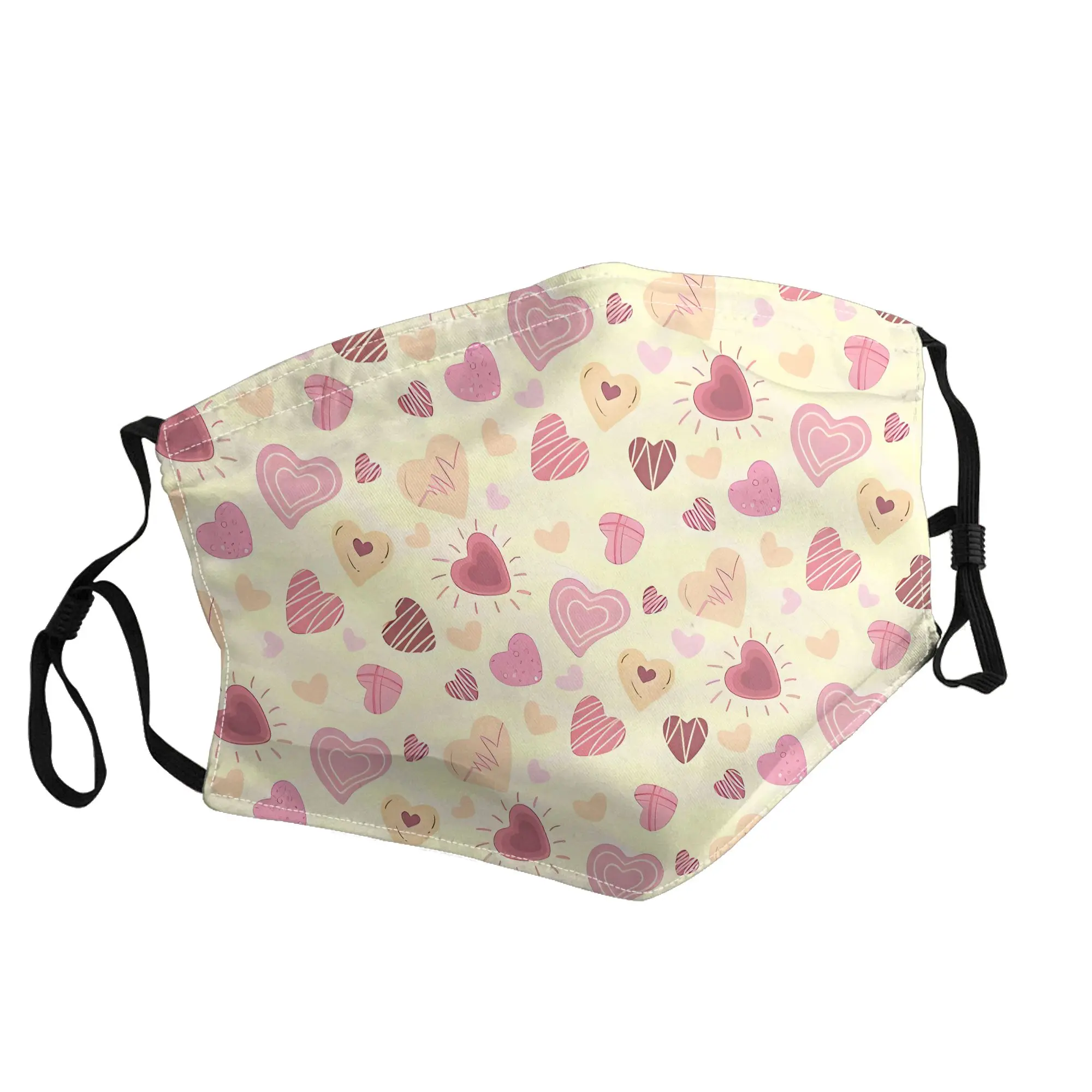 

Sweetheart Doodles Playful Heart On Soft Cream Fabric Mask Unisex Outdoor Fashion Printed