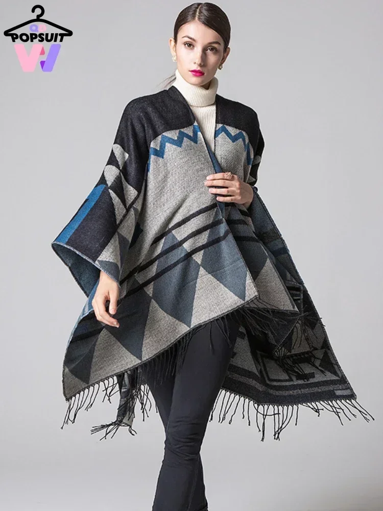 New In Women Capes Scarf Fashion Imitation Cashmere Tassels Ethnic Style Travelling Slit Ladies Scarve Shawl Scarf Women Luxury