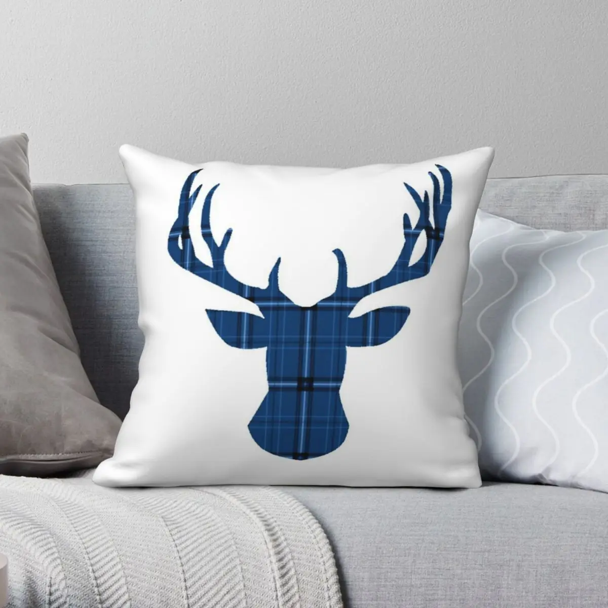 Stag Head Pillowcase Polyester Linen Velvet Pattern Zip Decorative Sofa Seater Cushion Case 18