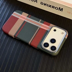 Magnetic Kevlar Carbon Fiber Pattern For iPhone 17Pro 16Pro 15 Pro Max 14 13 12 Pro Plaid Personalized Phone Case For 14 Pro Max