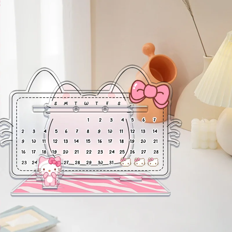17cm hellokitty calendário bonito ornamento acrílico reciclagem calendário reutilizável insnote board desktop presentes essenciais sanrio kawaii