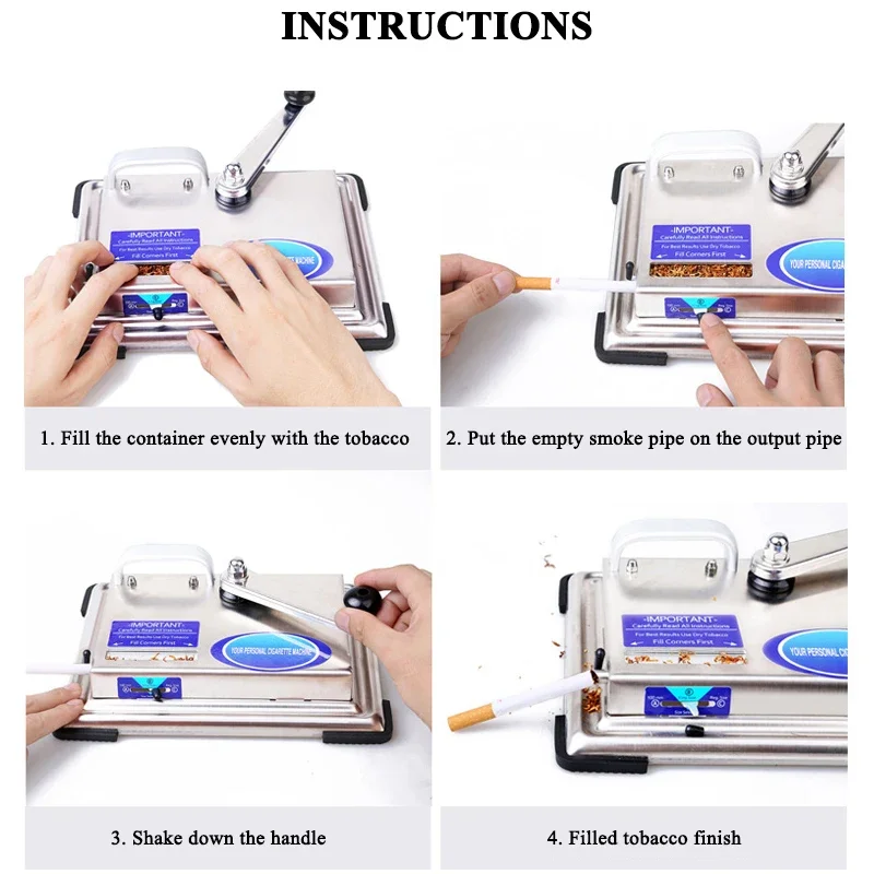 Roestvrij Staal Sigaret Maker Roller Hand Aangezwengeld Tabak Rollen Machine Handleiding Sigaret Vulmachine Roken Diy