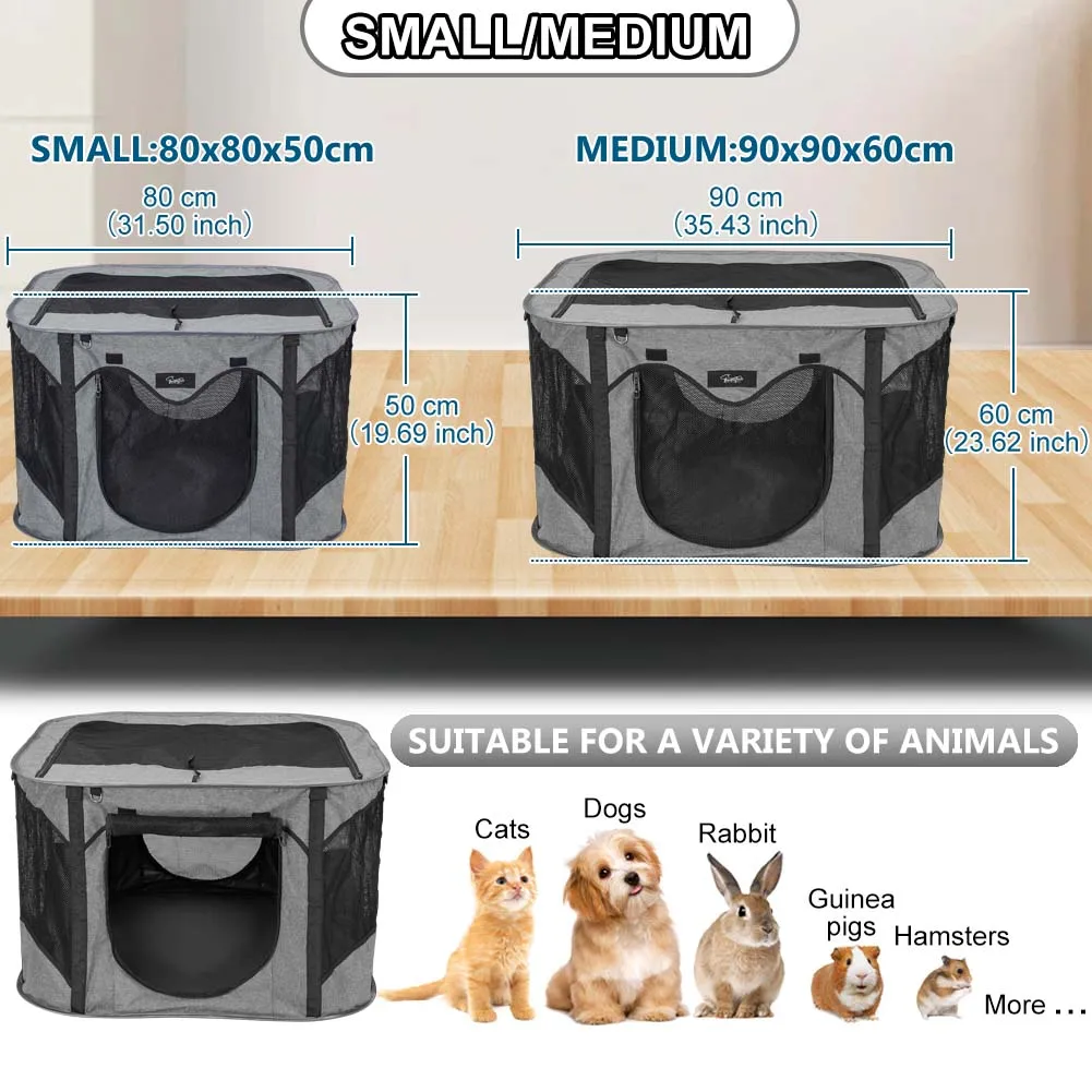 Portable Pet Playpen Foldable Dog Play Pen Exercise Kennel Tent for Puppy Dog Cat Rabbit Indoor Outdoor Travel with Carry Bag