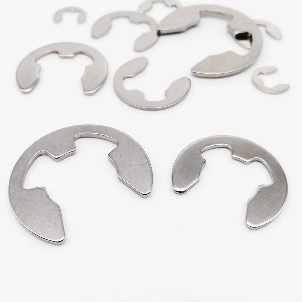 10/50/100 M1.2 M1.5 M2 M3 M3.5 M4 M5 M6 M7 M8 to M16 304 Stainless Steel E Clip Circlip Retaining Ring Washer for Shaft Fastener