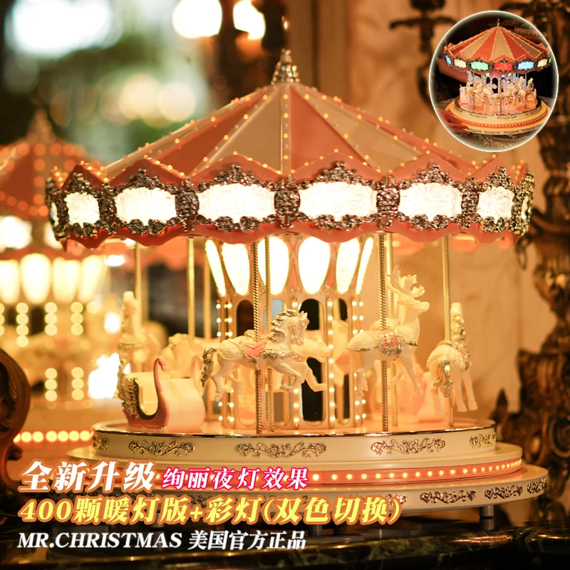 Mr. Christmas Pink Carousel Music Box Girl Valentine's Day Birthday Gift