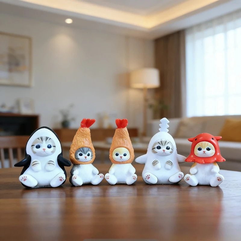 

in stock Mofusand Ebi Nyan Shark Cat Marine Animals Series Blind Box Cat Kawaii Action Figures Desktop Decoration Birthday Gift