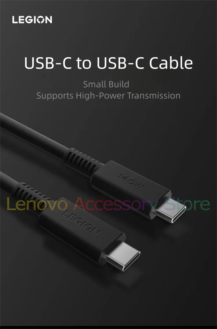 Оригинальный кабель Lenovo Legion USBC — USB-C для передачи данных для Lenovo GaN C140, адаптер 140 Вт, 1,5 м, чип E-MARK, быстрая зарядка, обнаружение безопасности